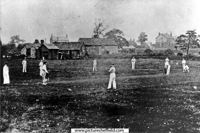 Bradway Cricket Club. Cricket ground at Lower Bradway near present day Edmund Avenue. Cottages in background were on Bradway Road