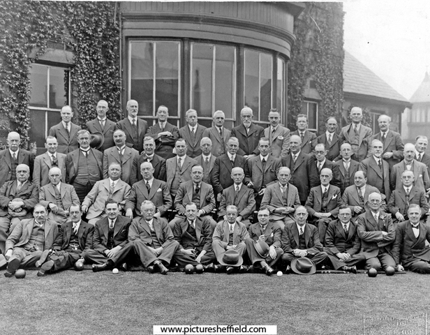 Nether Edge Bowling Club members, 1925-1933 outside the clubhouse, No. 8 Nether Edge Road