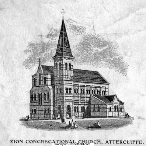 Zion Congregational Church, Zion Lane, Attercliffe this building opened 4th February 1863