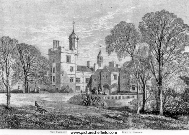 Engraving of The Farm, Granville Road, Former residence of the Duke of Norfolk