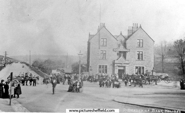 Abbeydale Station Hotel, later known as Beauchief Hotel, No 161, Abbeydale Road South at junction of Abbey Lane, on a Bank Holiday