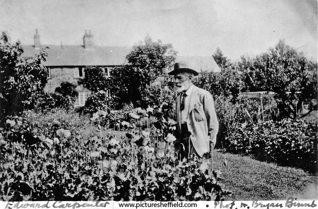 Edward Carpenter (1844 - 1929) in his garden at Millthorpe, Derbyshire