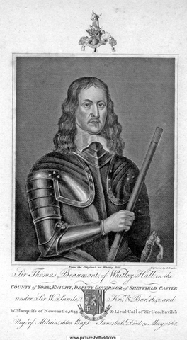 Engraving of Sir Thomas Beaumont (1606 - 1668) of Whitley Hall