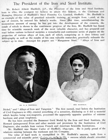 Mr Robert Hadfield (1858 - 1940), industrialist and Mrs Hadfield