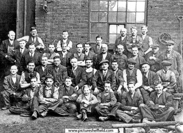 Workmen from George Oxley and Sons Ltd., ingot mould makers, engineers and ironfounders, Vulcan Foundry, Attercliffe Road