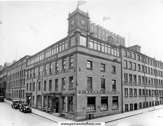 Walker and Hall Ltd, Electro Works, junction of  Howard Street and Eyre Street