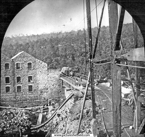 Spring Grove Paper Mill (Peter Dixon's), Oughtibridge, showing the railway bridge over the River Don