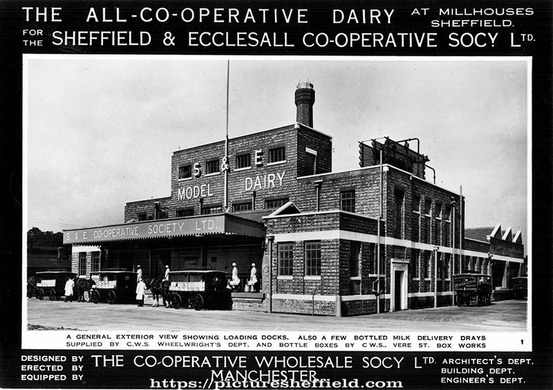 Exterior view, Sheffield and Ecclesall Co-operative Society Ltd,'s, New Model Dairy at Archer Road, Millhouses