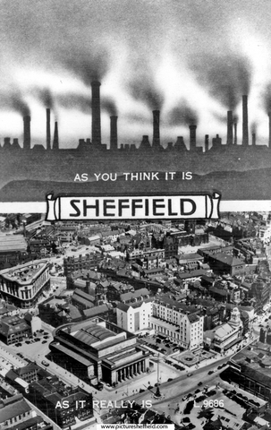 Controversial postcard depicting views of Sheffield