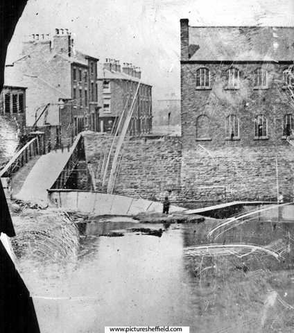 Sheffield Flood, Remains of Ball Street Bridge, Ball Bridge Works, (Engineering), right