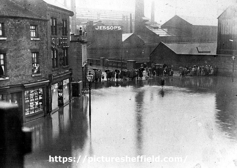 Weedon Street and Meadowhall Road, Brightside, flooding after a thunderstorm in August 1922