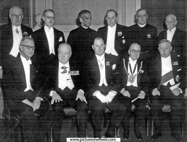 Official visit of W.S. Churchill, with Herbert Keeble Hawson, Lord Mayor, second from right