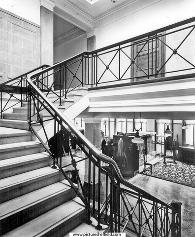 Stairs up to restaurants and offices, Brightside and Carbrook Co-operative Society Ltd., City Stores, Exchange Street