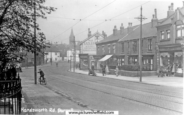 Main Road, Darnall, including Nos. 273 and 275, W and E Sadler Ltd., builders, Nos. 289-293, Brightside and Carbrook Co-operative Society