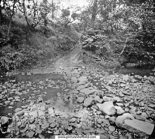Beeley Wood, Ford and stepping stones over the River Don