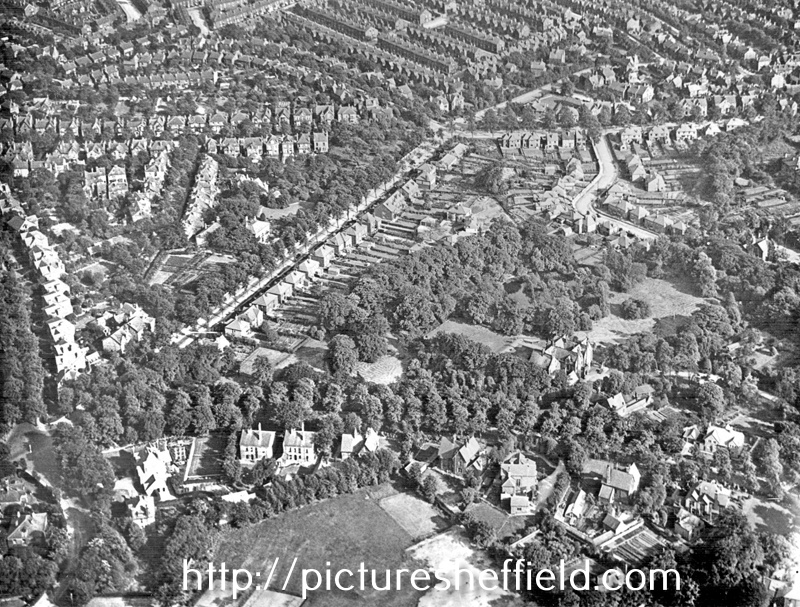 Aerial view - Sharrow / Nether Edge including Kenwood Road, foreground, Kenbourne Road, Rundle Road, Montgomery Road, and Montgomery Avenue, centre