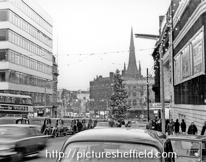 Christmas at Barkers Pool looking towards Town Hall Square and Fargate
