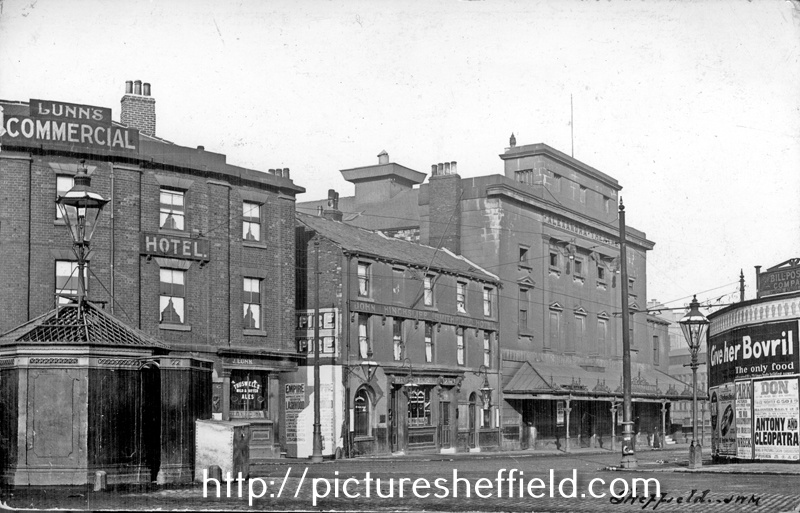 Victoria Hotel, Smithfield Hotel and Alexandra Theatre, Blonk Street from Furnival Road