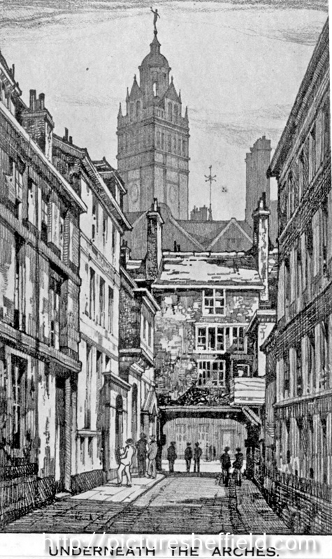 Cadman Lane by Kenneth Steel looking towards the Town Hall and Norfolk Street, 1890-1910