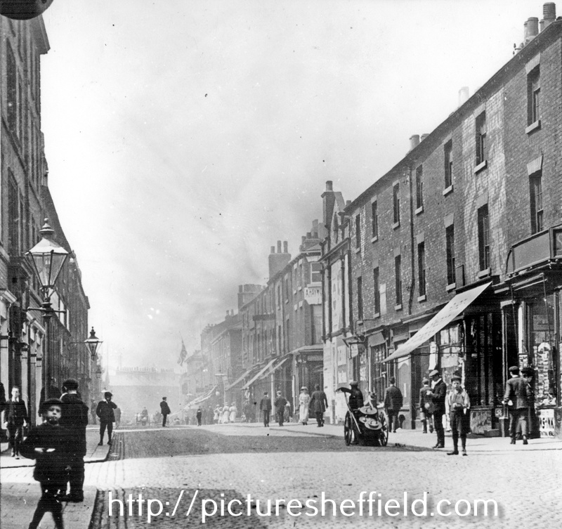 Division Street from Carver Street, 1900-1910, No. 50, Yorkshire Stingo public house on corner of Rockingham Lane