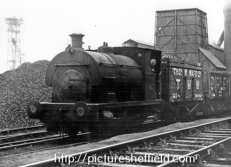 Colliery Engine 'Birley No. 6, Peckett 0. 4. 0 St' and Coal Wagons at Brookhouse Colliery with Water Cooling Tower in the background