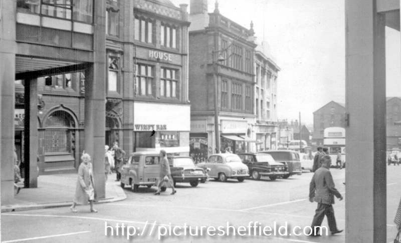 Exchange Street looking towards Blonk Street, including No 27, Rotherham House public house