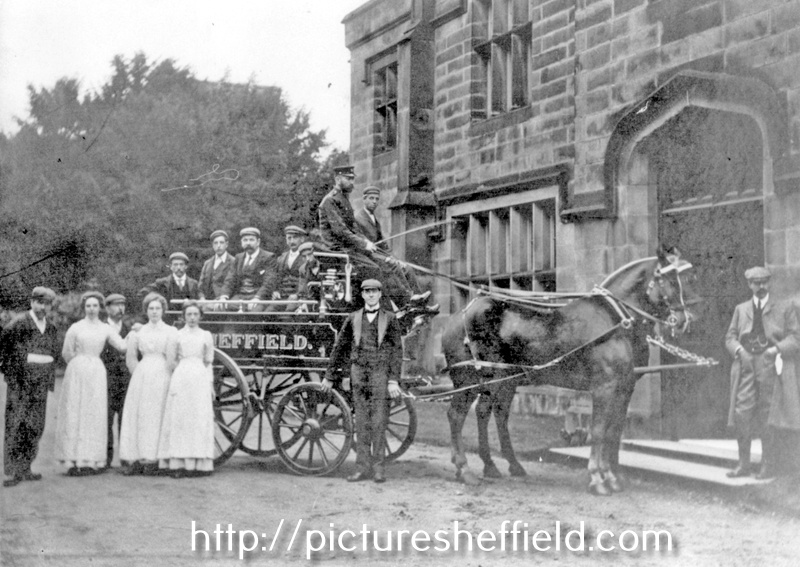 Wagonette and horses outside East Cliffe, East Bank Road (with servants?)