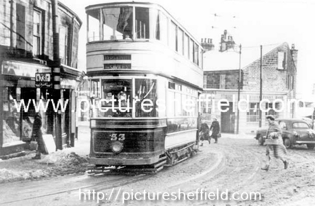 Tram No. 53 at junction of Crookes Road and Whitham Road, Broomhill
