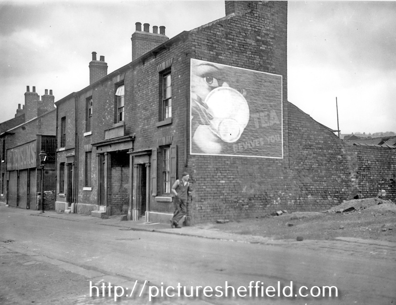 Harmer Lane with an entrance to H. Newsum Co. Ltd., timber merchants (extreme left) looking towards Sheaf Street