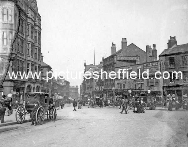 High Street, premises on right, include No. 4 J. Preston, chemist, No. 6 W. Lewis, tobacconist, No. 8 White Bear public house, Nos. 10-14 William Foster and Son Ltd., tailors, premises on left include No. 1, Pawson and Brailsford, Parade Chambers