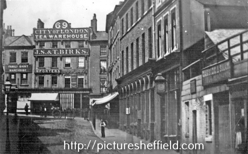 King Street, looking towards Market Place, No. 69 J.S. and T. Birks, grocers, premises on right include Nos. 7 - 15 Thomas Porter and Sons, tea and coffee merchants