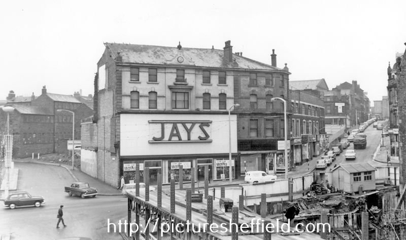 Moorhead looking towards Backfields and Cambridge Street, No. 2 Jays Furnishing Stores, house furnishers