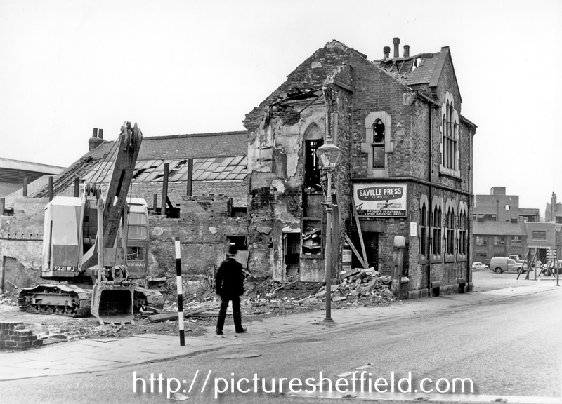 Rockingham Street, demolition of Saville Press Ltd., No 37, Wellington Street (former Mount Tabor Chapel, United Methodist Free Church)