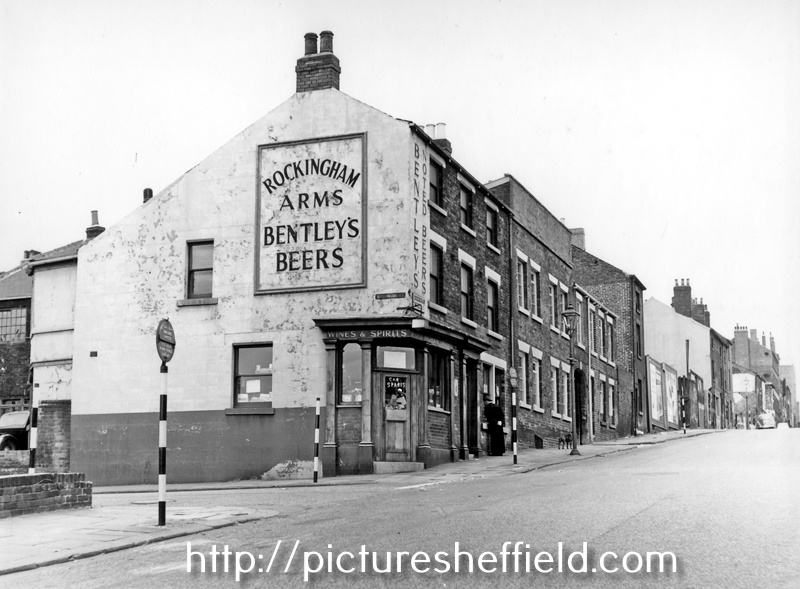 Rockingham Street and Wellington Street, No. 194 former Rockingham Arms public house. Former Select Cutlery Works in background