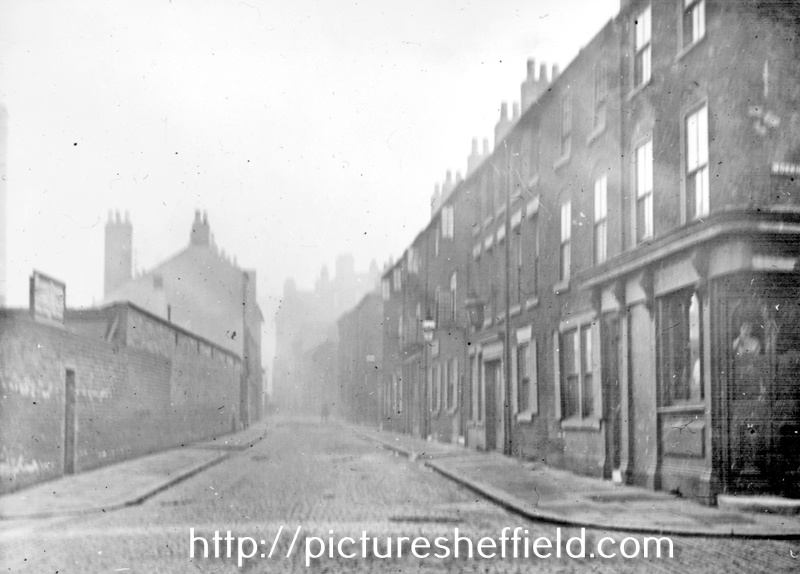 Oxford public house (extreme right), corner of Spring Street and Workhouse Lane looking towards The Ball public house