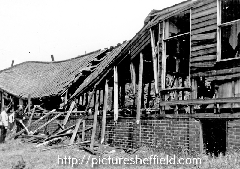 Demolition of a temporary tuberculosis ward at Crimicar Lane Hospital.