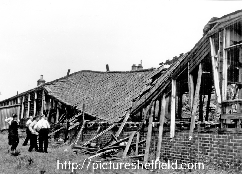 Demolition of the temporary tuberculosis ward at Crimicar Lane Hospital.