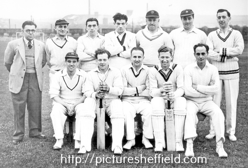 Cricket team, most probably Beighton Cricket Club as photograph is taken at Beighton Sports Ground