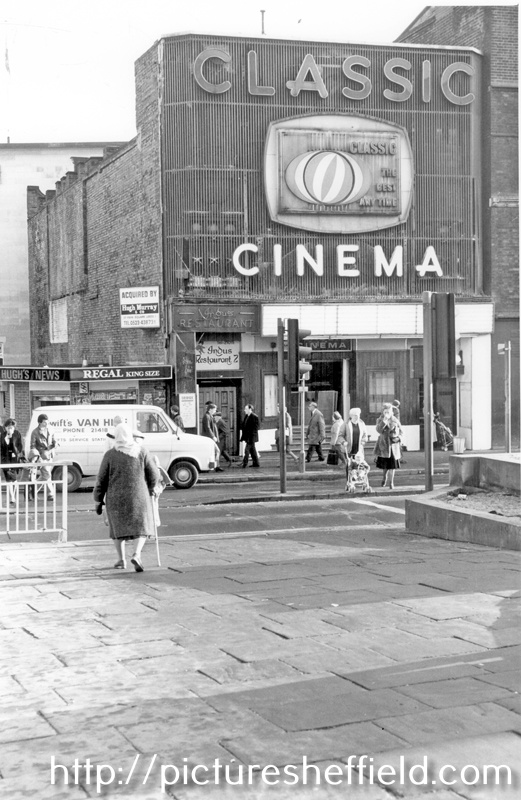 Classic cinema, Fitzalan Square. Originally The Electra Palace, opened 11th February 1911. Closed on 28 July 1945 and reopened as News Theatre in September. Became Classic Cinema on 15 January 1962. Closed 1982