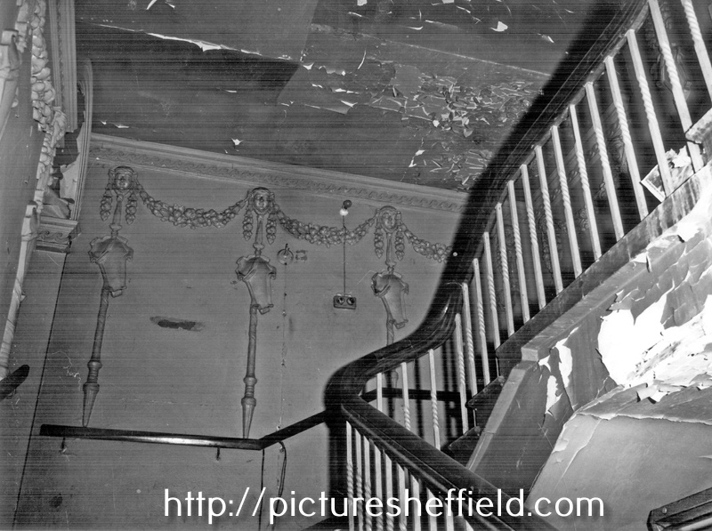 Decorative plaster work on the staircase of The Attercliffe Pavilion Cinema, Attercliffe Common
