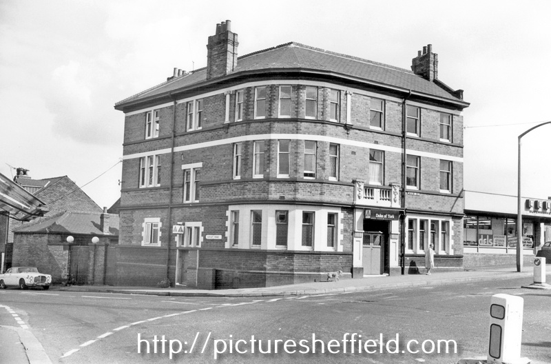 Duke of York public house, No. 135 Main Road and Dels Service Store showing the junction of Catley Road, Darnall