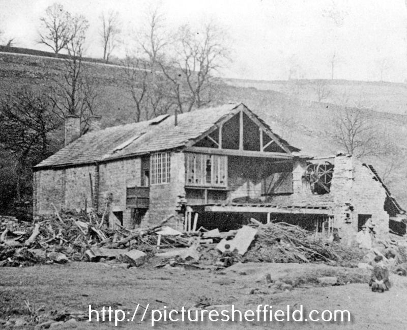 Sheffield Flood, remains of F. Shaw and Co., wire drawers, Damflask Wire Mill, River Loxley