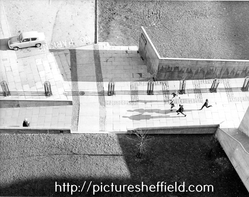 Elevated view of the forecourt, Park Hill Flats 