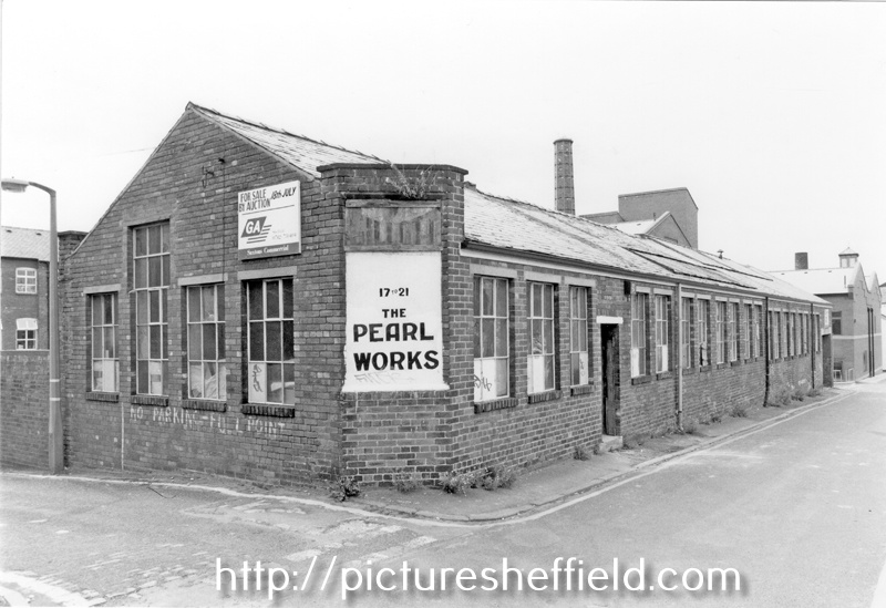 Former premises of William Gillott and Son, pearl cutters, Pearl Works, Nos. 17 - 21 Eyre Lane at the junction of Howard Lane