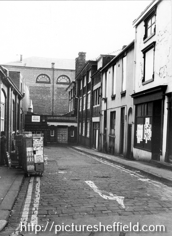 Nos. 2; 4 and 6 Orchard Place looking towards No. 8 former Sheffield Corporation Maternity and Child Welfare Association; High Society Boutique, Stonehouse, Court Yard and the rear of The Stonehouse public house, 21 Church Street 