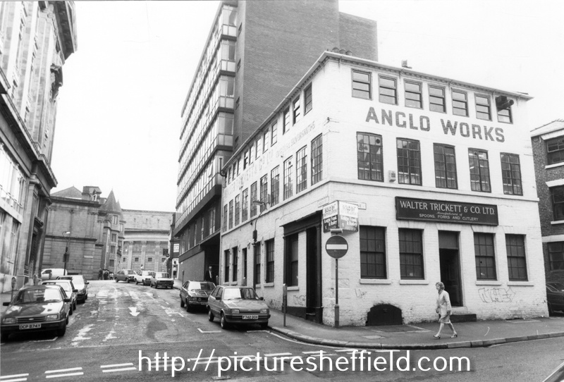 Walter Trickett and Co. Ltd., spoons, forks and cutlery manufacturer, Anglo Works No. 27 Trippet Lane and Holly Street looking towards West Street