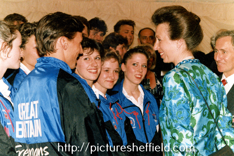 Princess Anne meets members of the Great Britain team during her visit to open the World Student Games