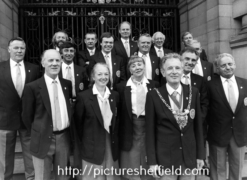 World Student Games delegation from Sheffield, on Town Hall steps before going to Zagreb in Yugoslavia.