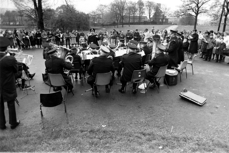 Salvation Army Brass Band playing at the Hillsborough Disaster Memorial Service in Hillsborough Park