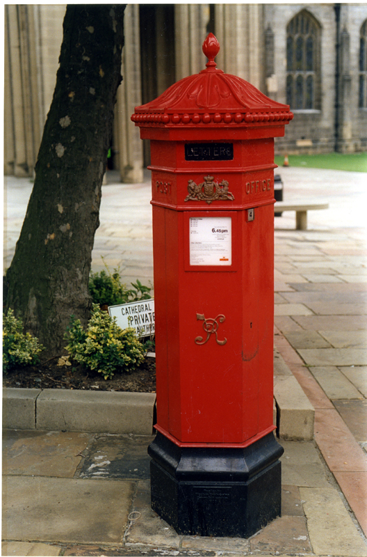 Victorian post box outside the Cathedral Church of SS Peter and Pauls, Church Street